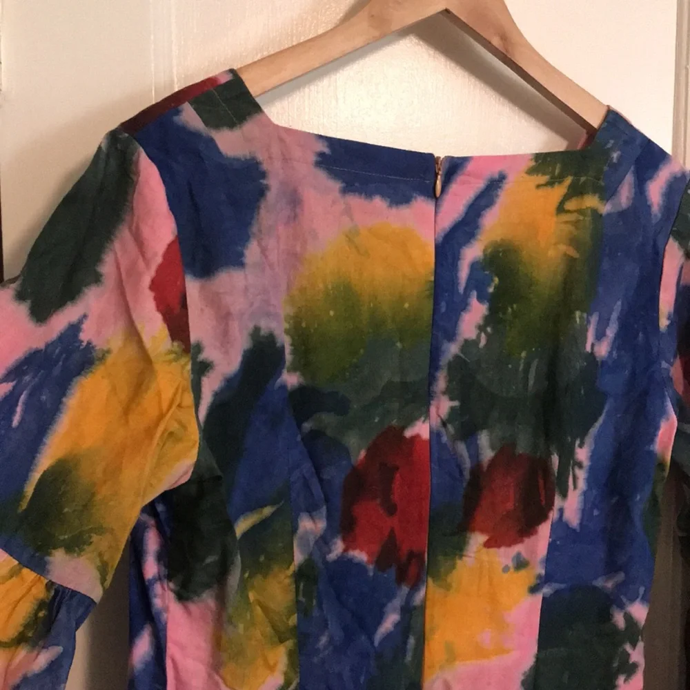 Abstract Floral Midi Dress in Pink, Blue & Green - Picture 6 of 12